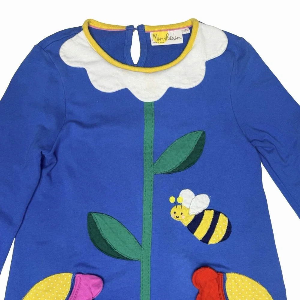 Mini Boden Blue Daisy Flower Dress Size 7-8